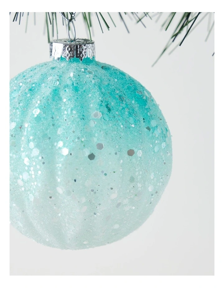 Glass Bauble in Blue: 8cm image 2