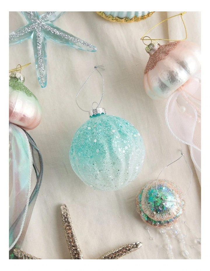 Glass Bauble in Blue: 8cm image 3