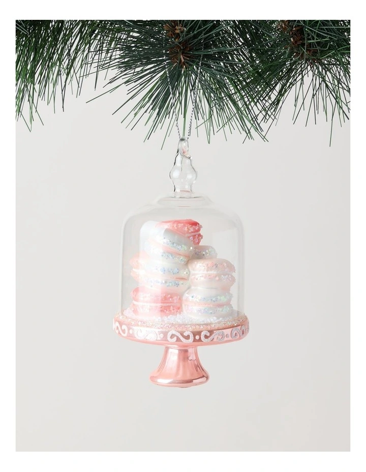 Nostalgia Christmas Glass Stacked Macaroon Ornament in Pink: 13cm image 1