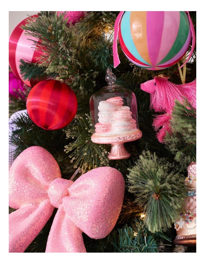 Nostalgia Christmas Glass Stacked Macaroon Ornament in Pink: 13cm image 2