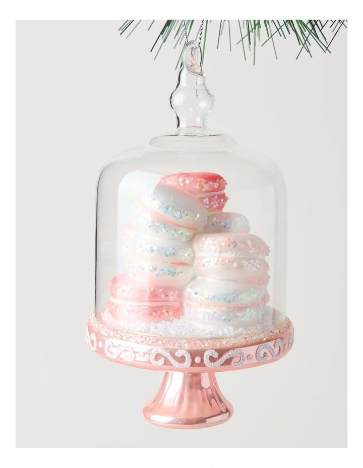 Nostalgia Christmas Glass Stacked Macaroon Ornament in Pink: 13cm image 3