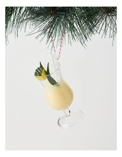 Nostalgia Christmas Glass Pina Colada Ornament in Yellow and Green: 11cm