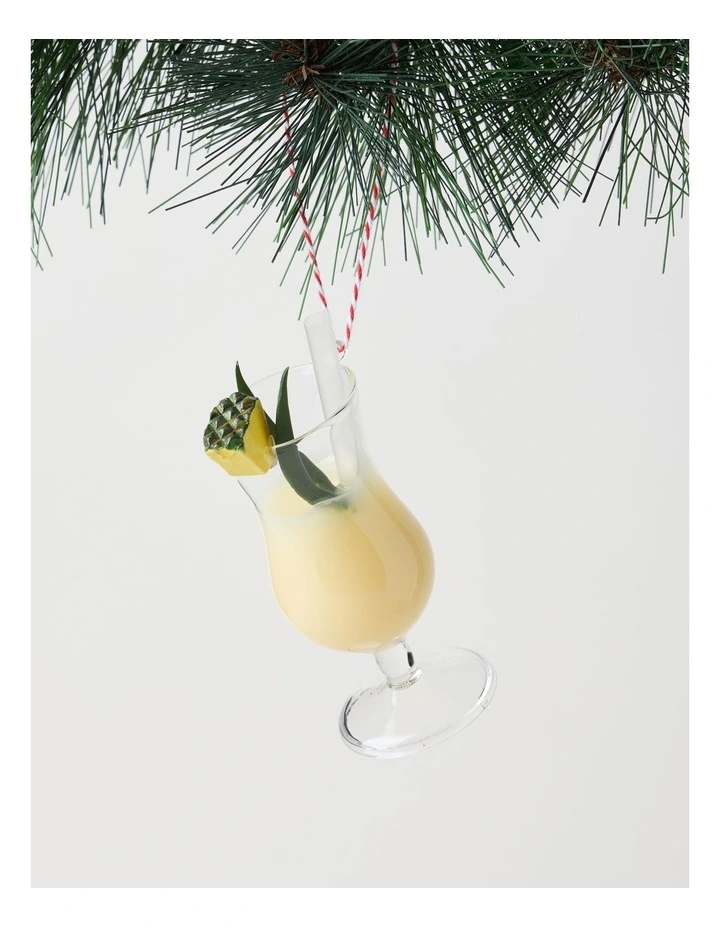 Nostalgia Christmas Glass Pina Colada Ornament in Yellow and Green: 11cm image 1