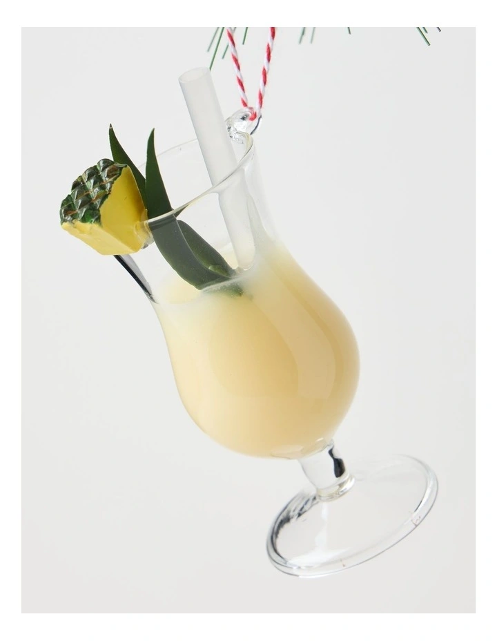 Nostalgia Christmas Glass Pina Colada Ornament in Yellow and Green: 11cm image 2