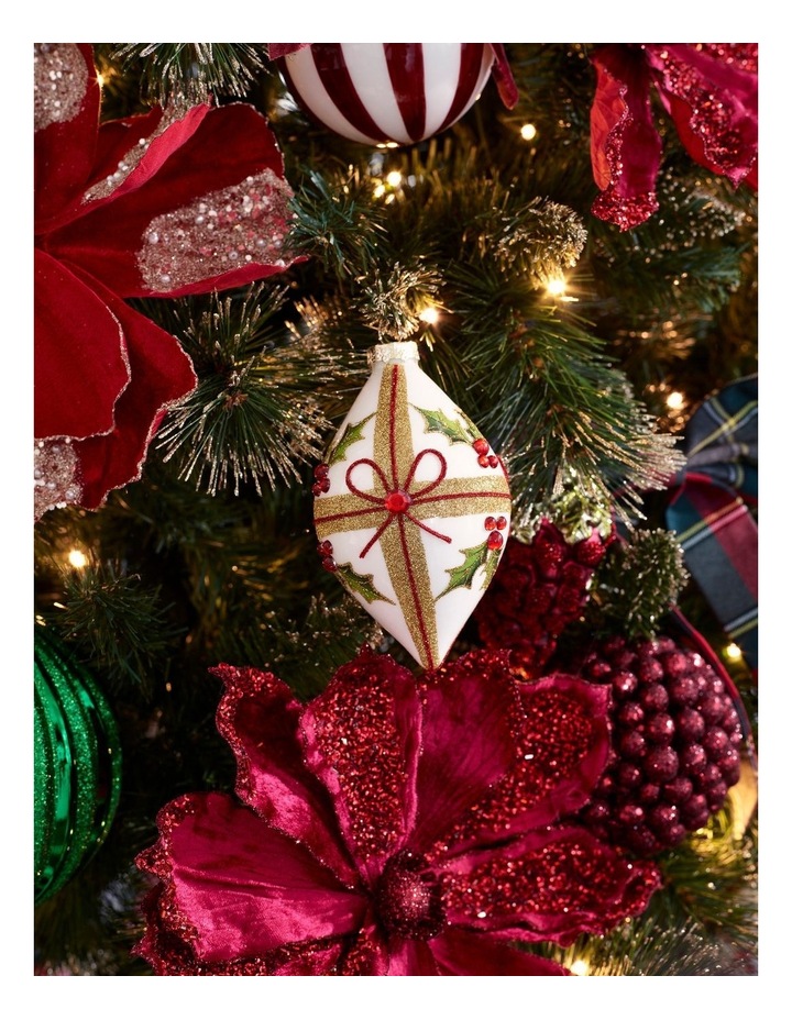 Heirloom Glass Holly Leaf & Bow Finial 14cm in Multi image 2