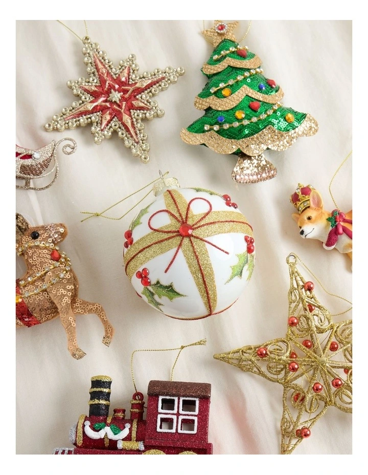 Heirloom Glass Holly Leaf & Bow Bauble 10cm in Multi image 5