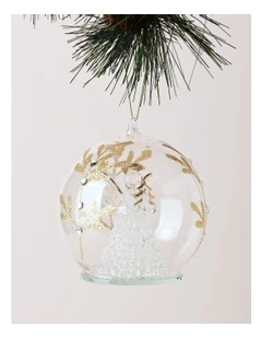 Luxe Christmas Glass Decorative Bauble withAngel Inside 10cm