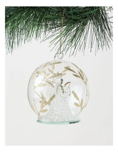 Luxe Christmas Glass Decorative Bauble withAngel Inside 10cm