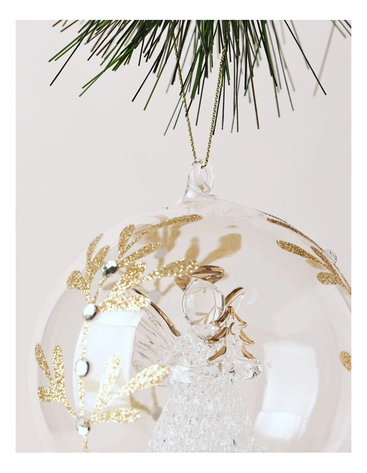 Luxe Christmas Glass Decorative Bauble withAngel Inside 10cm image 2