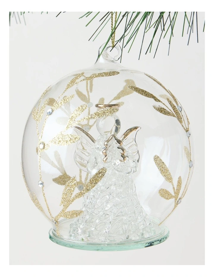 Luxe Christmas Glass Decorative Bauble withAngel Inside 10cm image 2