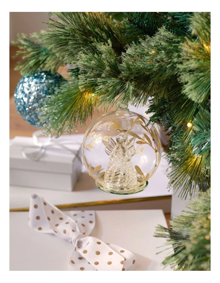 Luxe Christmas Glass Decorative Bauble withAngel Inside 10cm image 3