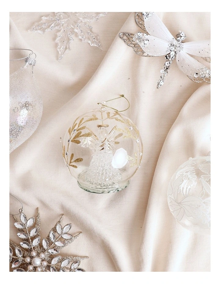 Luxe Christmas Glass Decorative Bauble withAngel Inside 10cm image 4