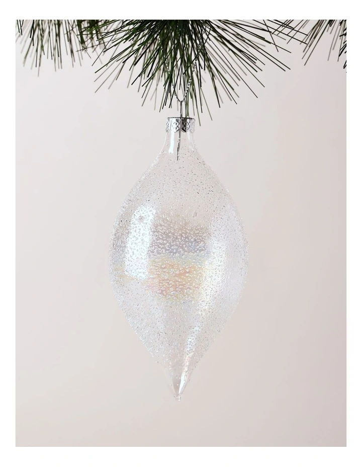 Luxe Christmas Glass Finial Bauble OrnamentClear: 14cm image 1