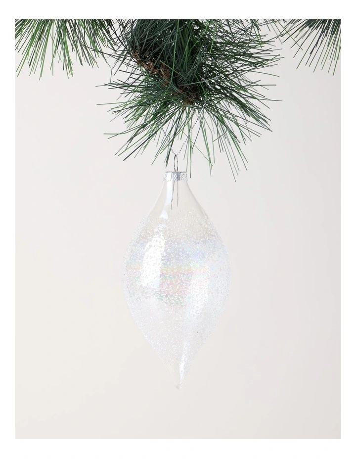 Luxe Christmas Glass Finial Bauble OrnamentClear: 14cm image 1