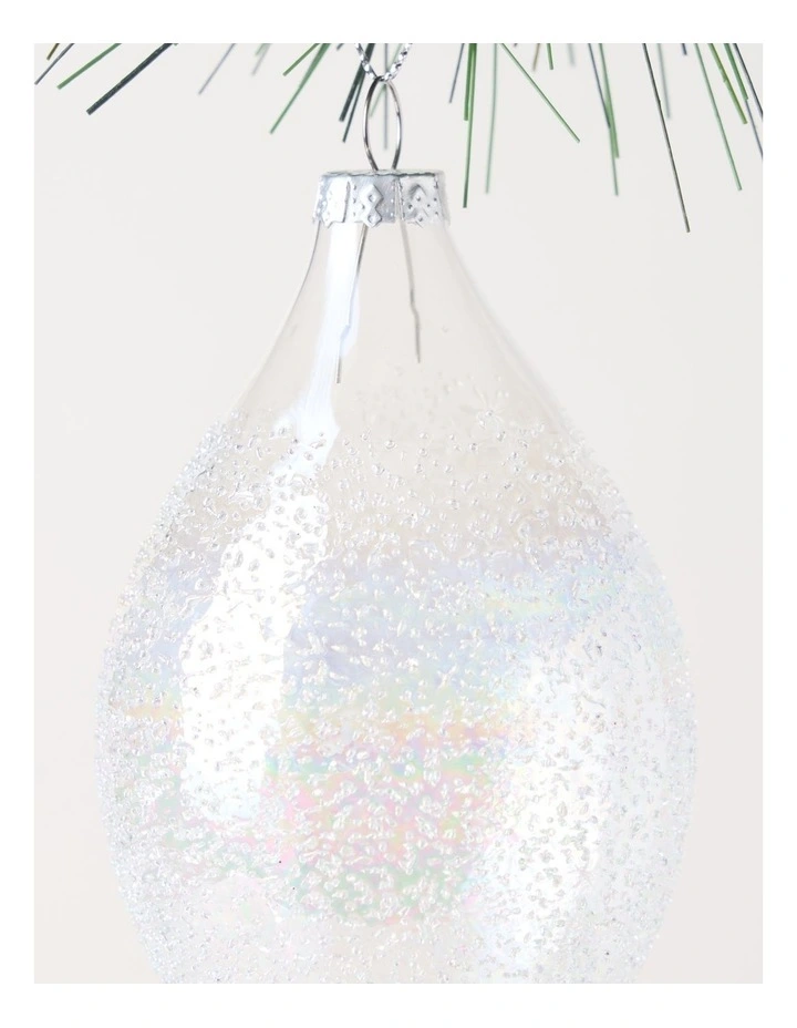 Luxe Christmas Glass Finial Bauble OrnamentClear: 14cm image 2