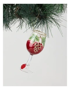 Heirloom Christmas Glass Pinot Noir Wine Hanging Ornament Red 13 cm