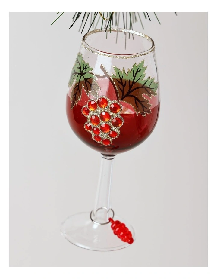 Heirloom Christmas Glass Pinot Noir Wine Hanging Ornament Red 13 cm image 2