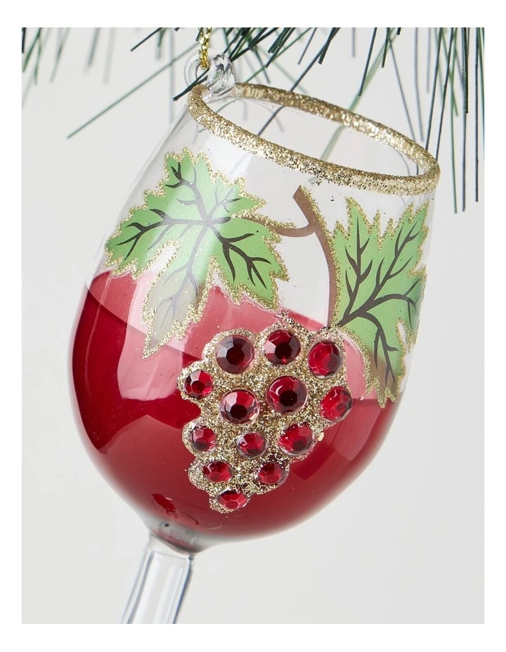 Heirloom Christmas Glass Pinot Noir Wine Hanging Ornament Red 13 cm image 2