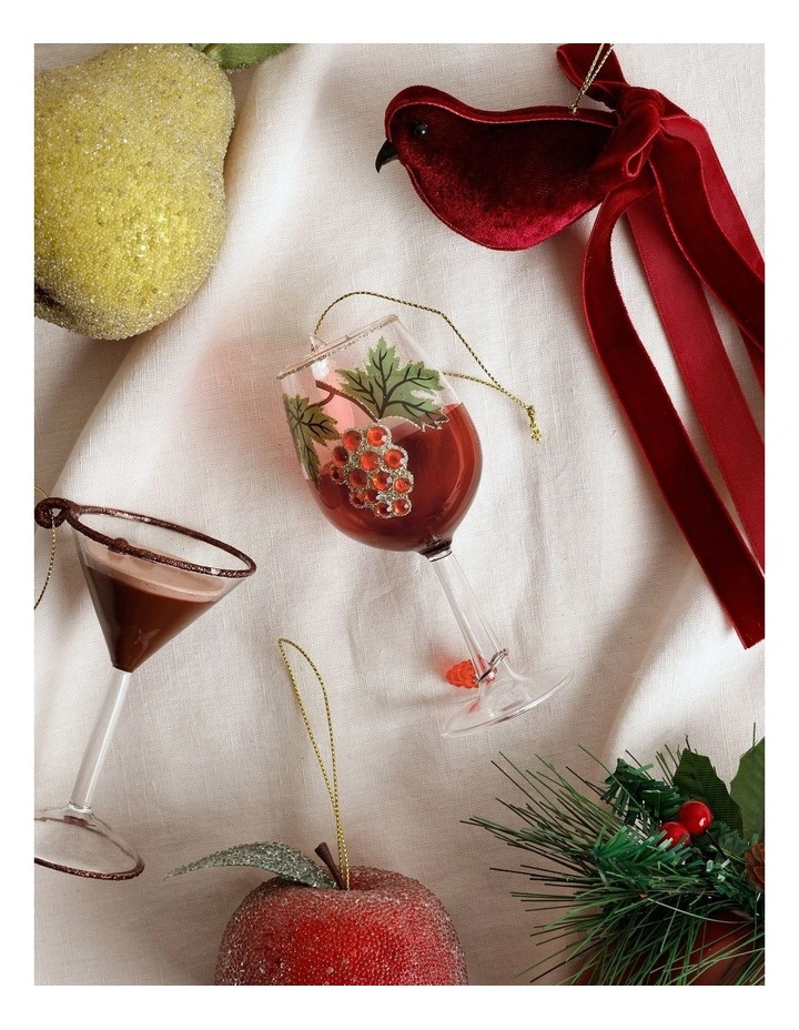 Heirloom Christmas Glass Pinot Noir Wine Hanging Ornament Red 13 cm image 3