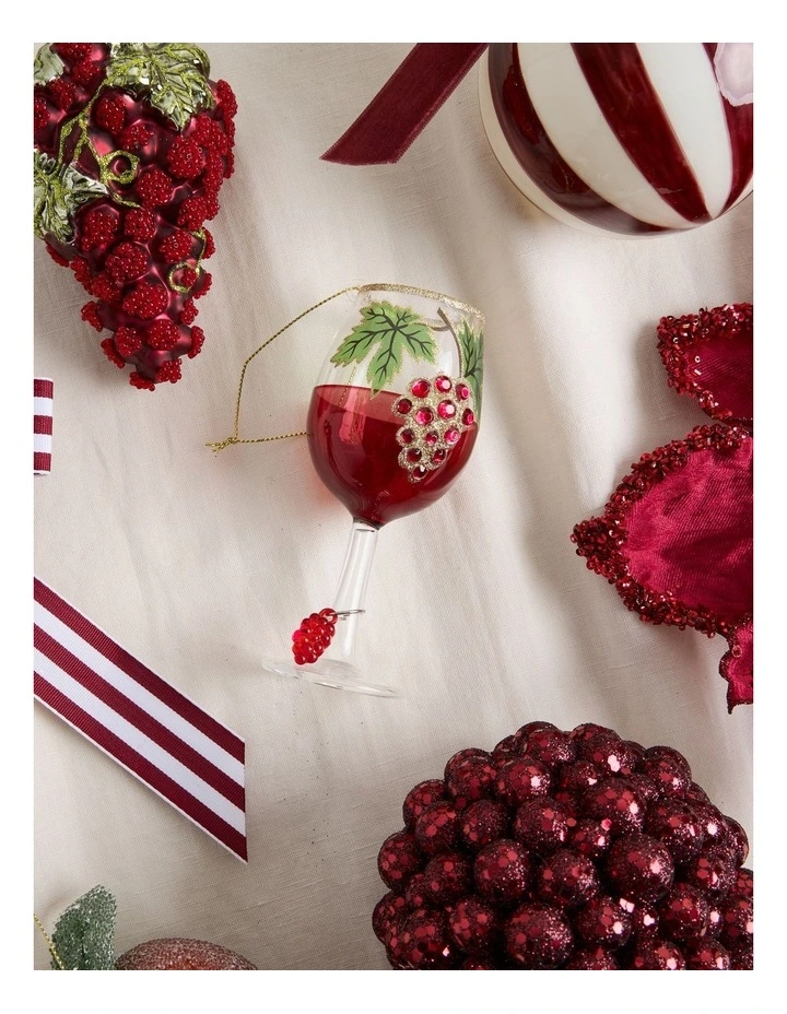 Heirloom Christmas Glass Pinot Noir Wine Hanging Ornament Red 13 cm image 3