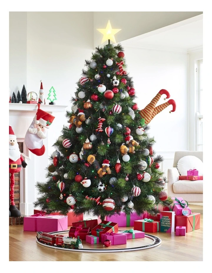 Candyland Christmas Glass Hot Air Balloon Santa Hanging Ornament 15cm in Multi image 5