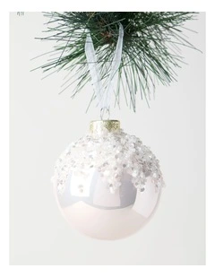 Luxe Christmas Pink Dripped Beaded Bauble