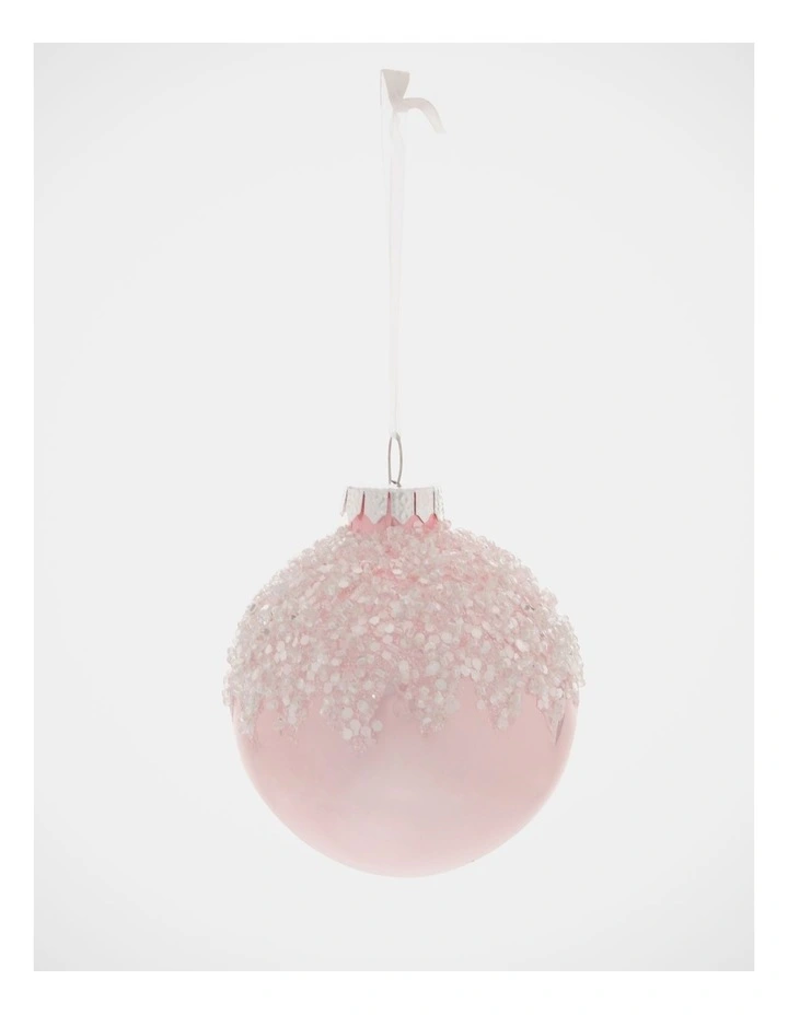 Luxe Christmas Pink Dripped Beaded Bauble image 2