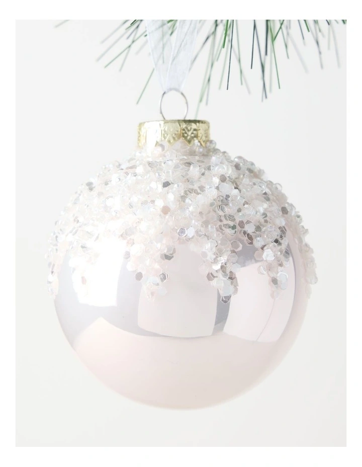 Luxe Christmas Pink Dripped Beaded Bauble image 2