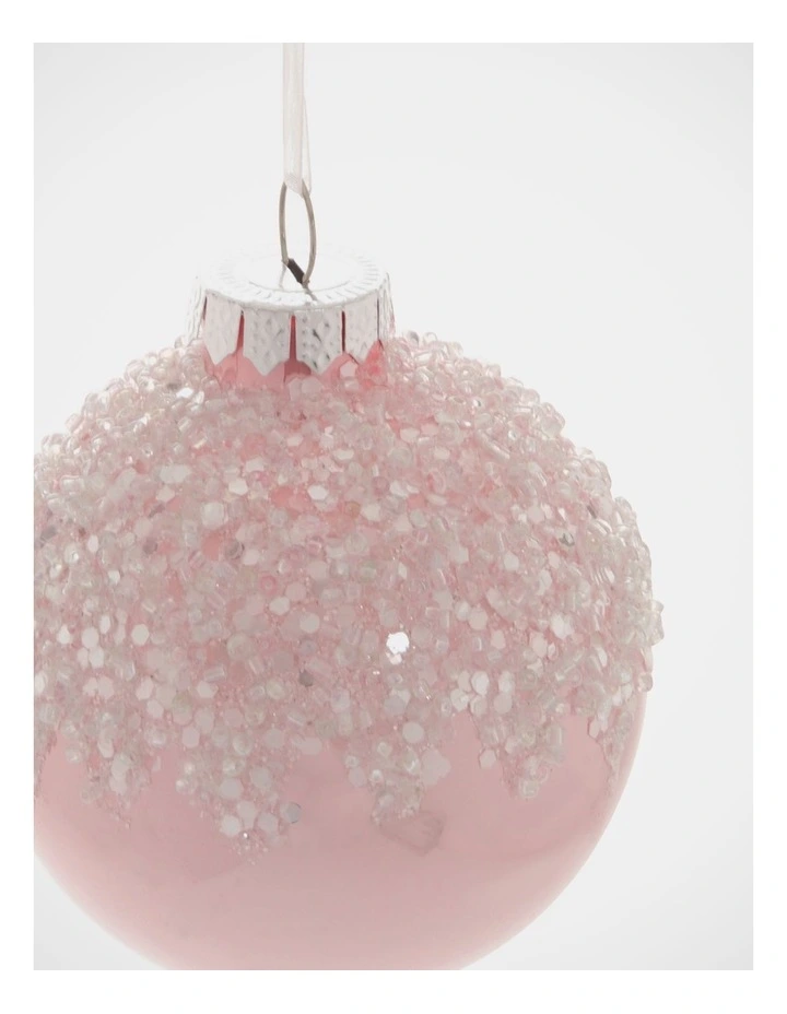 Luxe Christmas Pink Dripped Beaded Bauble image 3