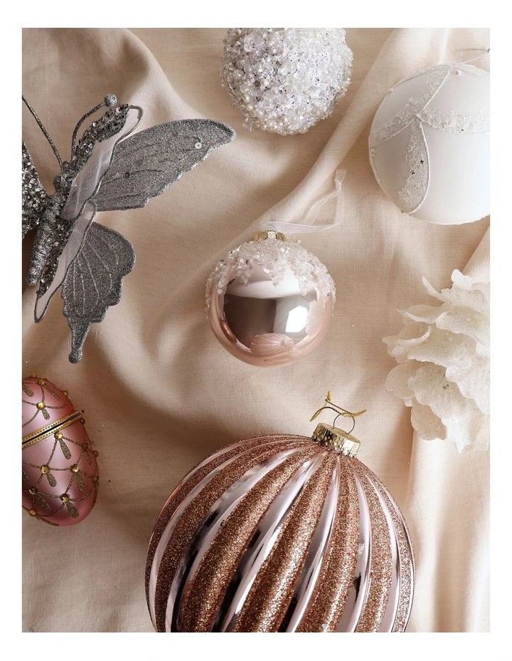 Luxe Christmas Pink Dripped Beaded Bauble image 3