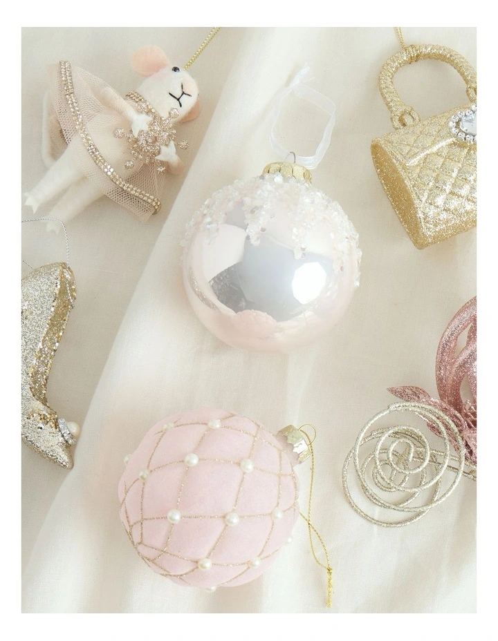 Luxe Christmas Pink Dripped Beaded Bauble image 3