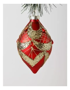 Heirloom Glass Glitter Deco FinialRed: 13cm