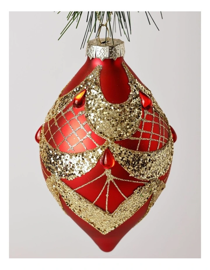 Heirloom Glass Glitter Deco FinialRed: 13cm image 2