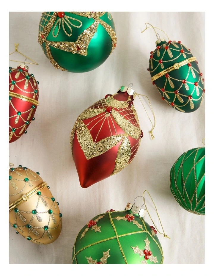 Heirloom Christmas Glass Glitter Deco FinialRed: 13cm image 3