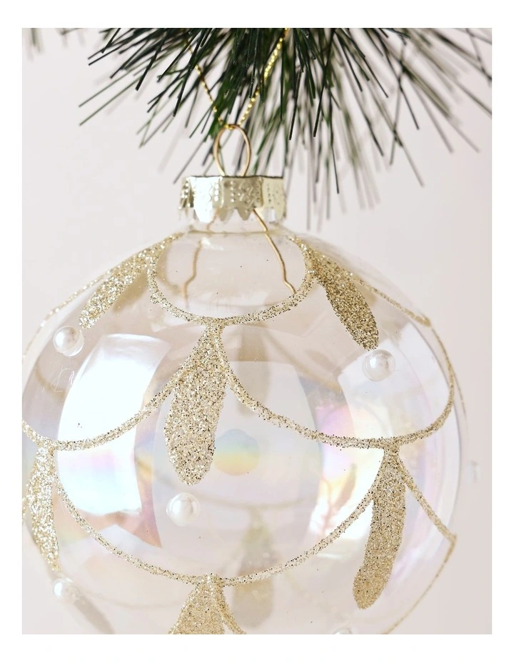 Luxe Christmas Glass Art Deco Pearl Bauble image 2