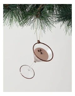 Nostalgia Christmas Glass Espresso Martini Cocktail Ornament 12 cm in Brown