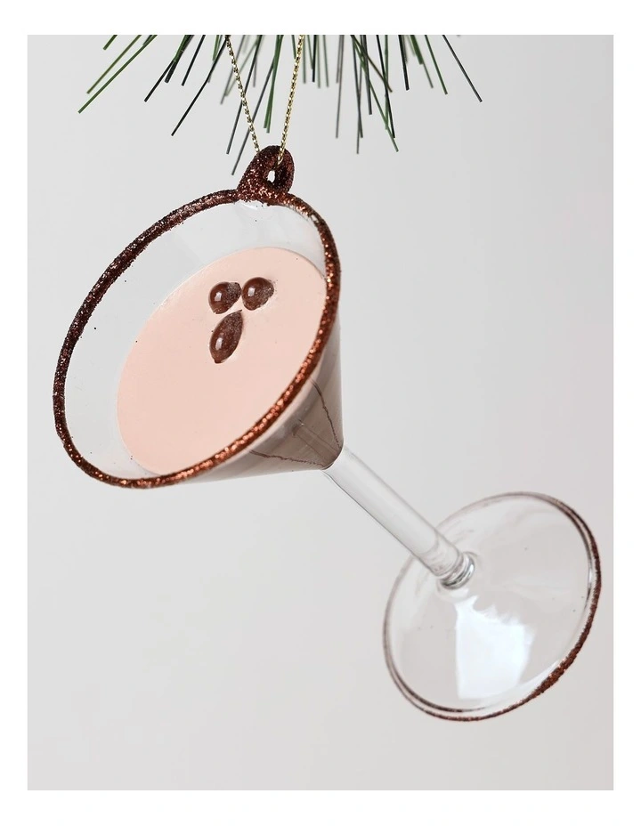 Candyland Glass Espresso Martini Cocktail Ornament 12 cm in Brown image 2