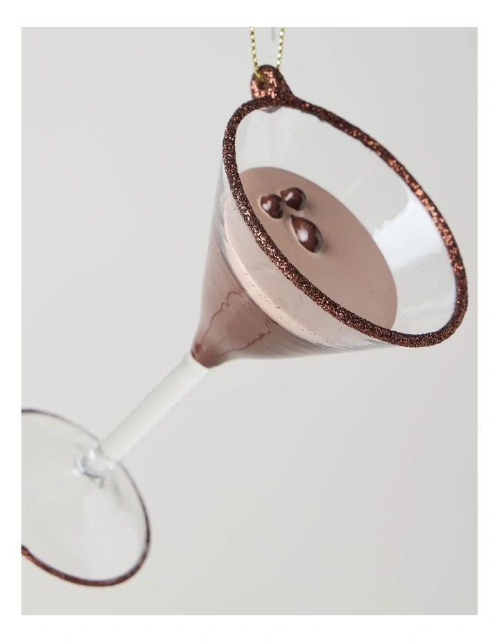Nostalgia Christmas Glass Espresso Martini Cocktail Ornament 12 cm in Brown image 2
