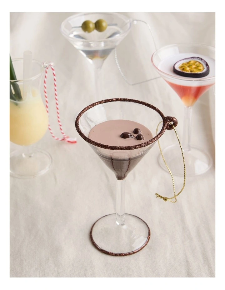 Nostalgia Christmas Glass Espresso Martini Cocktail Ornament 12 cm in Brown image 3