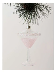 Luxe Christmas Glass Cosmopolitan Cocktail Ornament 12cm in Pink