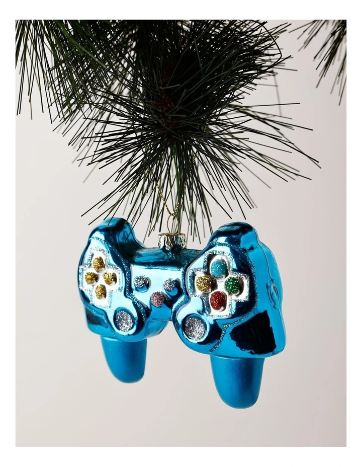 Candyland Glass Video Game Controller Ornament 9cm in Blue image 1
