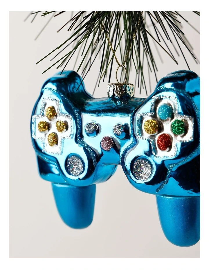 Candyland Glass Video Game Controller Ornament 9cm in Blue image 2
