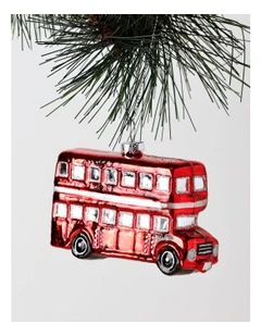 Heirloom Christmas Glass London Bus Ornament 10cm in Red