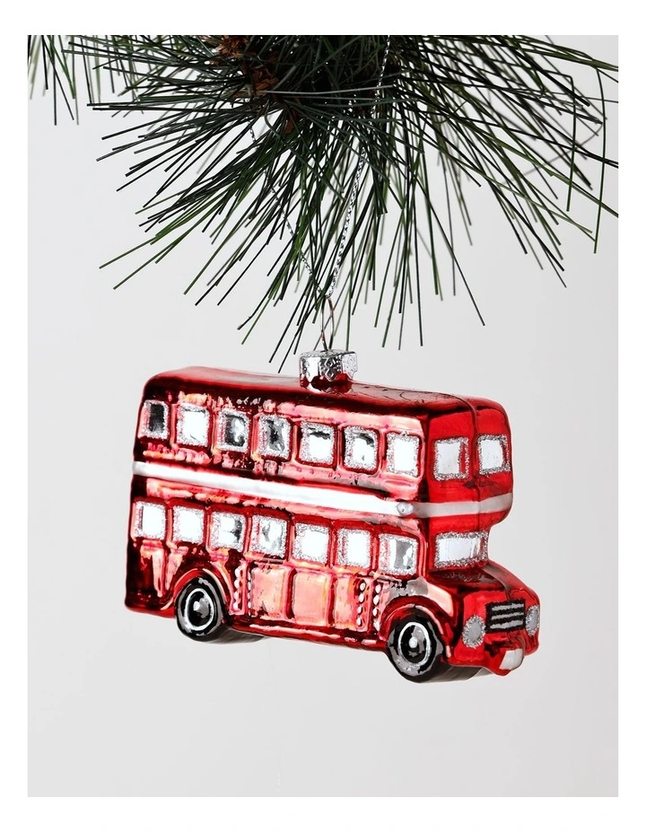 Heirloom Christmas Glass London Bus Ornament 10cm in Red image 1
