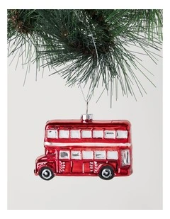 Heirloom Christmas Glass London Bus Ornament 10cm in Red