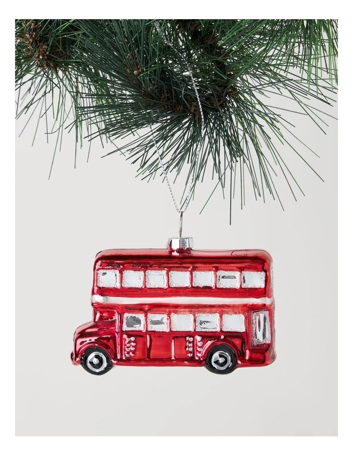 Heirloom Christmas Glass London Bus Ornament 10cm in Red image 1