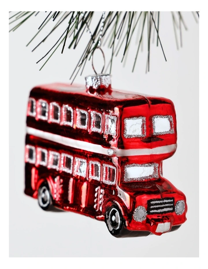 Heirloom Christmas Glass London Bus Ornament 10cm in Red image 2