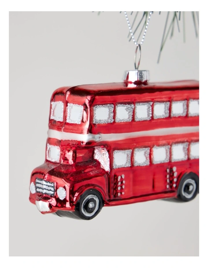 Heirloom Christmas Glass London Bus Ornament 10cm in Red image 2