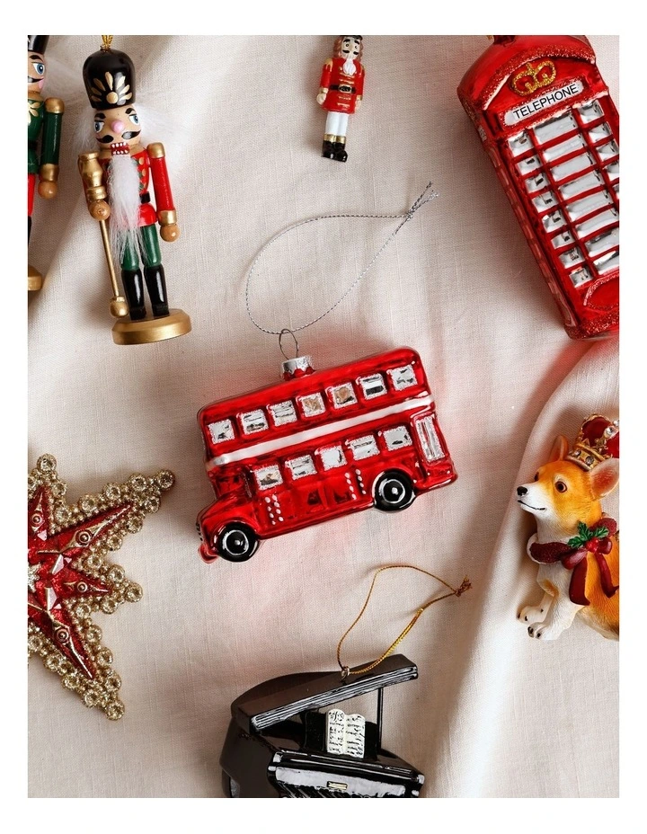 Heirloom Christmas Glass London Bus Ornament 10cm in Red image 3
