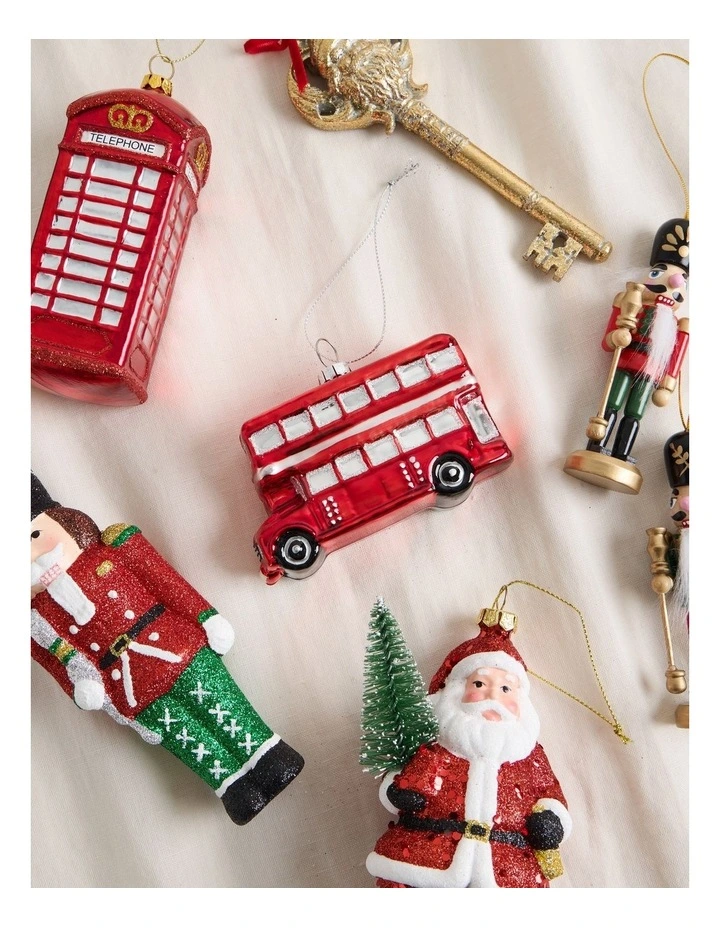 Heirloom Christmas Glass London Bus Ornament 10cm in Red image 3